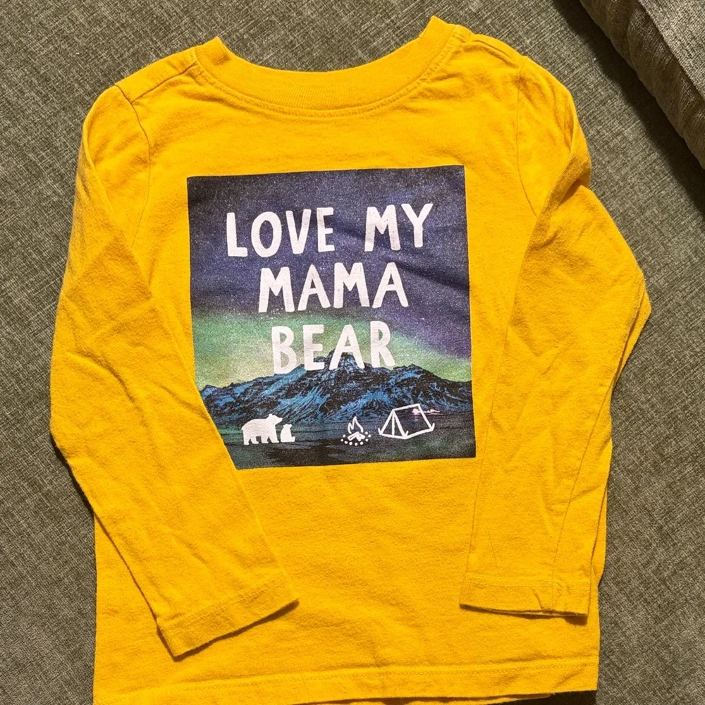 Old Navy Yellow Long Sleeve Tee with 'Love My Mama Bear' Graphic